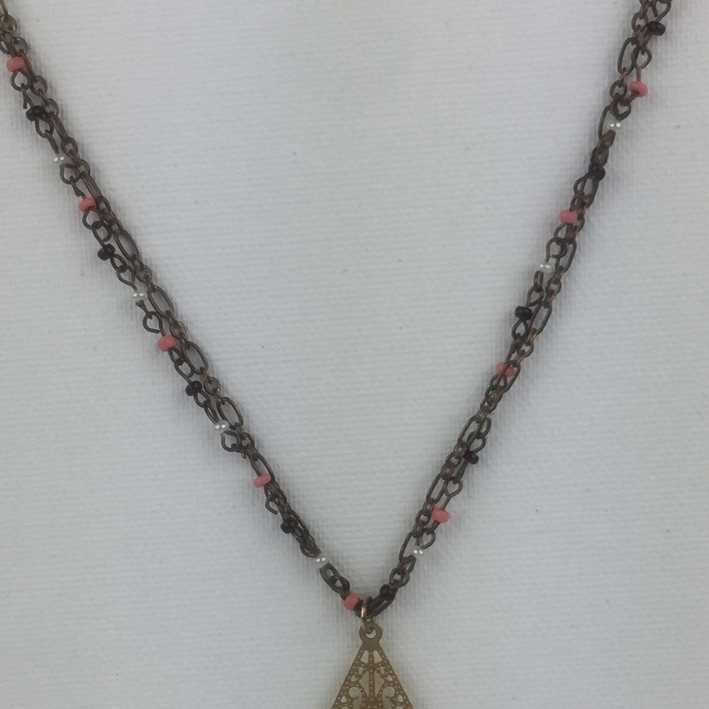 Gold tone Double chain chandelier fashion necklace - Picture 3 of 8